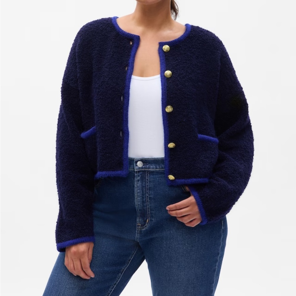 Boucle Cropped Sweater Jacket
